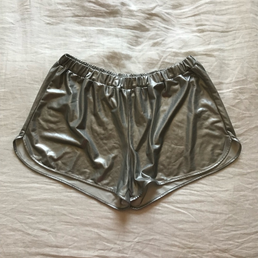 Vintage United Colors of Benetton 80s Disco Silver Metallic Shorts
